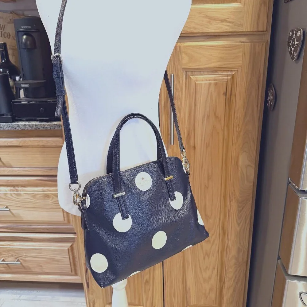 kate spade new‎ york Crossbody Bag Navy w/ Pale Pink Dots Preloved